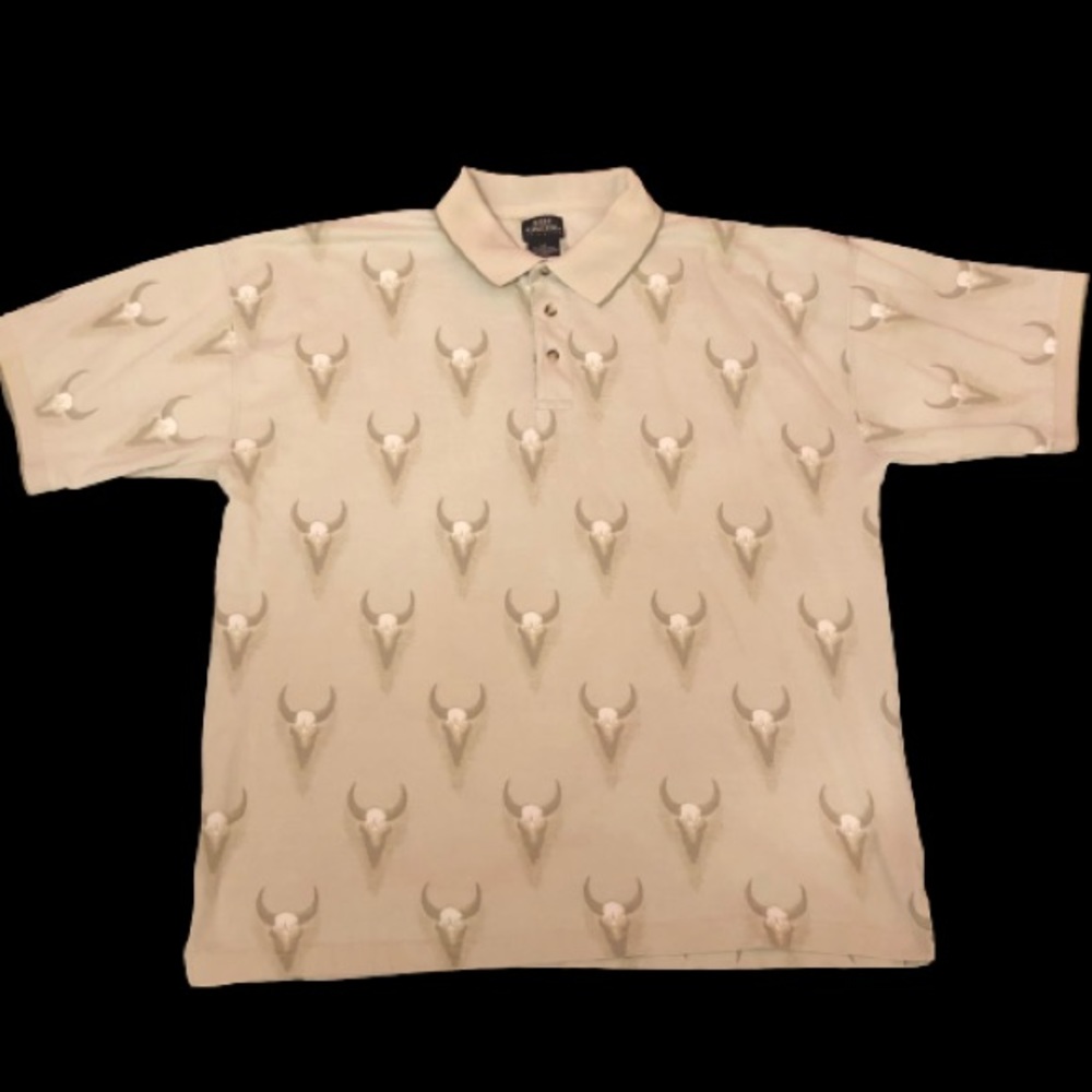 Bull Skull Print Polo Shirt